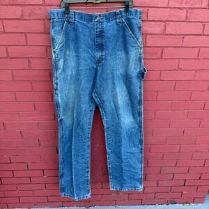 Vtg Wrangler‎ Carpenter Jeans Blue Denim Pants Size 36x33 Distressed Workwear